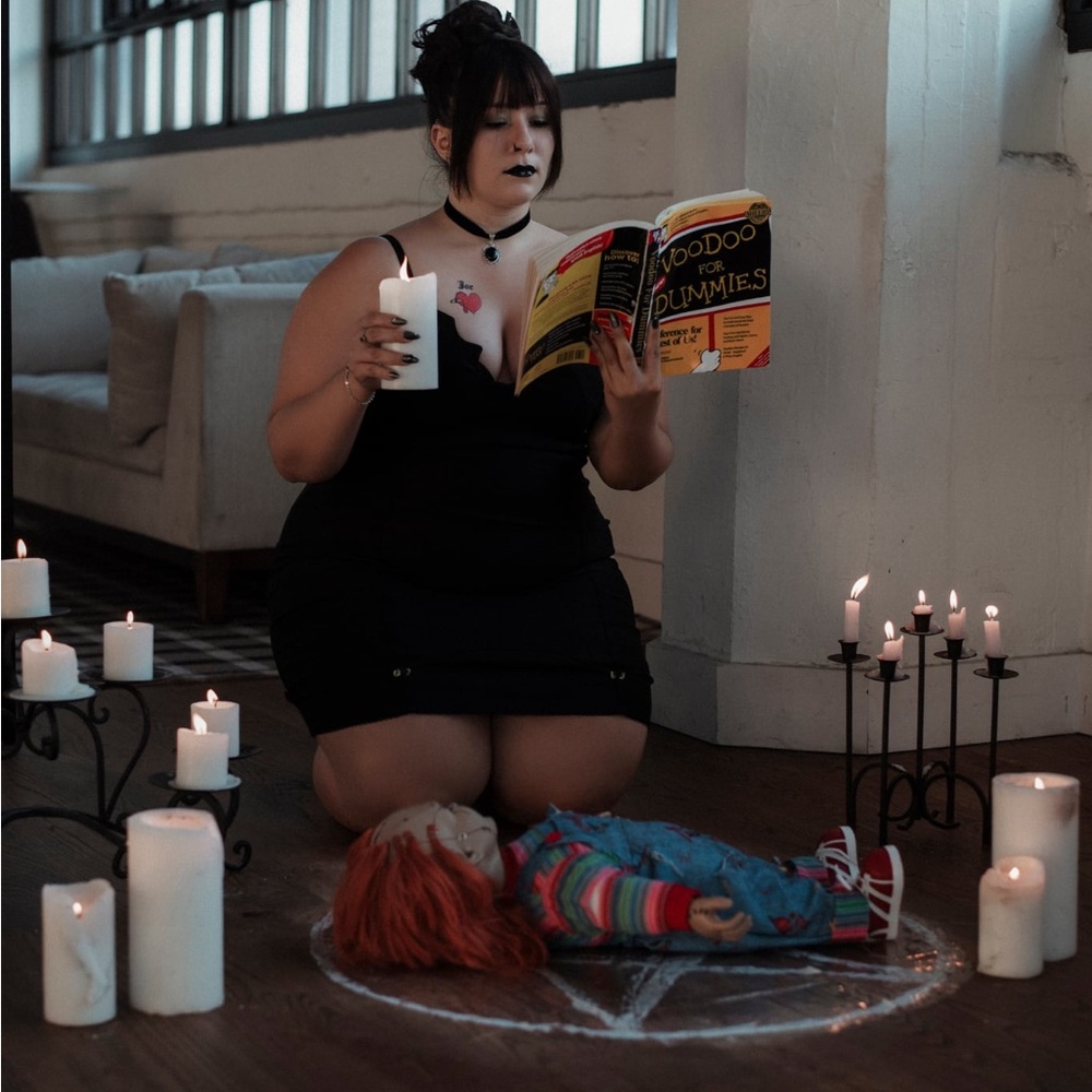 Black Gothic Bat Cup Dress - Picture 2 of 4